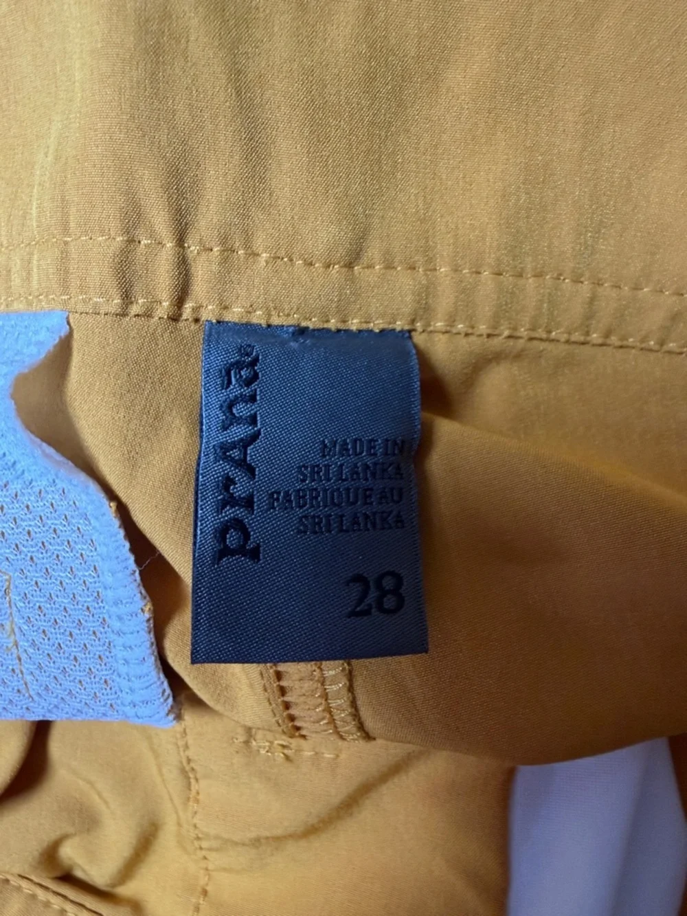 Prana Men's Mustard Yellow Swim Board Shorts with Gray Drawstring